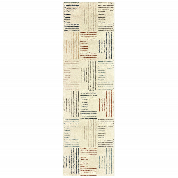 3' X 6' Ivory Multi Neutral Tone Scratch Indoor Area Rug