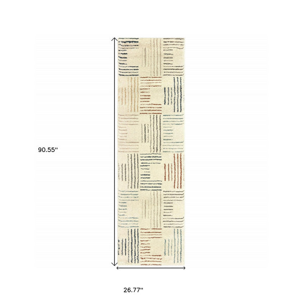 3' X 6' Ivory Multi Neutral Tone Scratch Indoor Area Rug