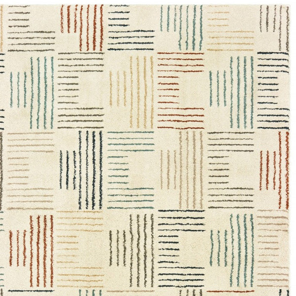 3' X 6' Ivory Multi Neutral Tone Scratch Indoor Area Rug