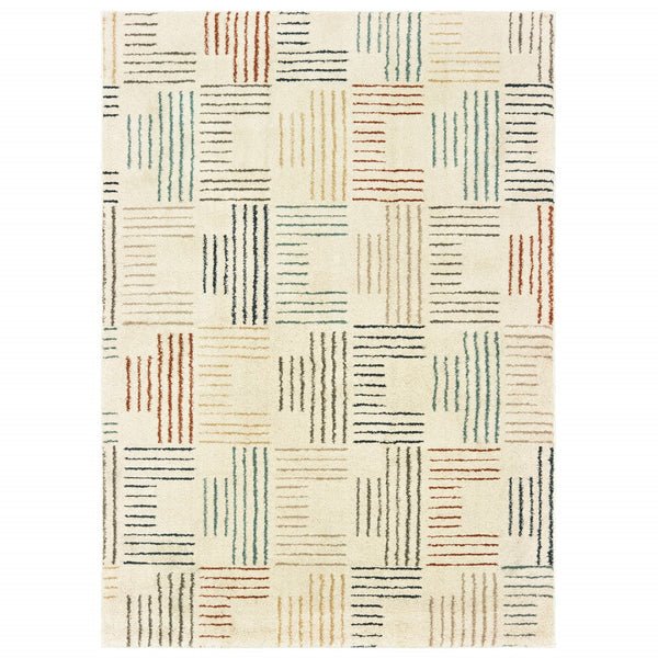 3' X 6' Ivory Multi Neutral Tone Scratch Indoor Area Rug