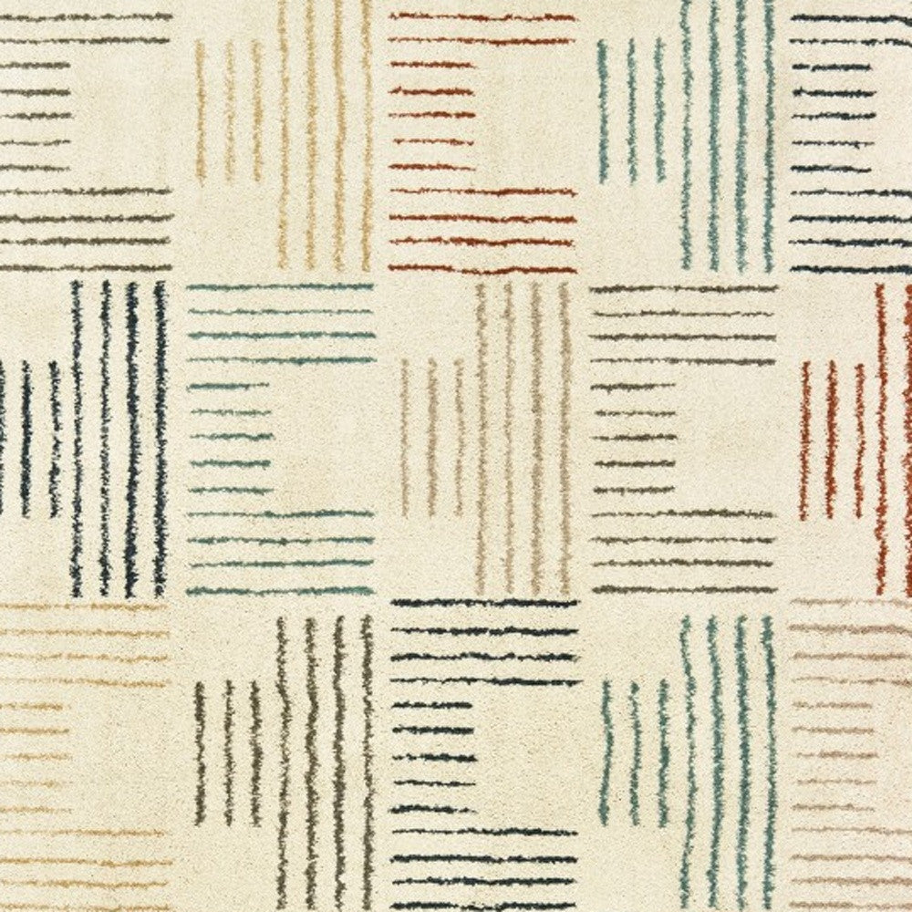 3' X 6' Ivory Multi Neutral Tone Scratch Indoor Area Rug