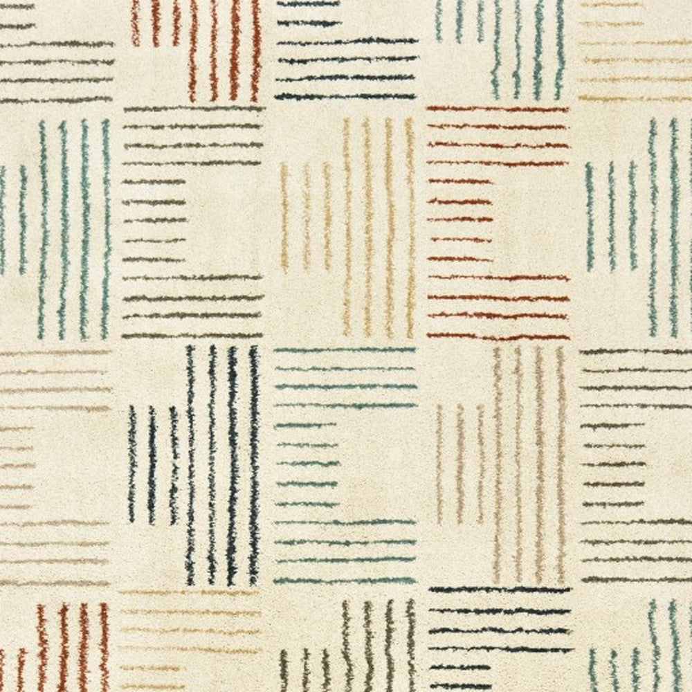 3' X 6' Ivory Multi Neutral Tone Scratch Indoor Area Rug