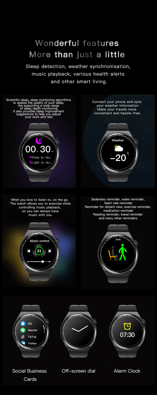 GS GT3 Pro Smart Watch Heart Rate, Blood Pressure, Blood Oxygen Monitoring Bluetooth Sports Watch Bracelet