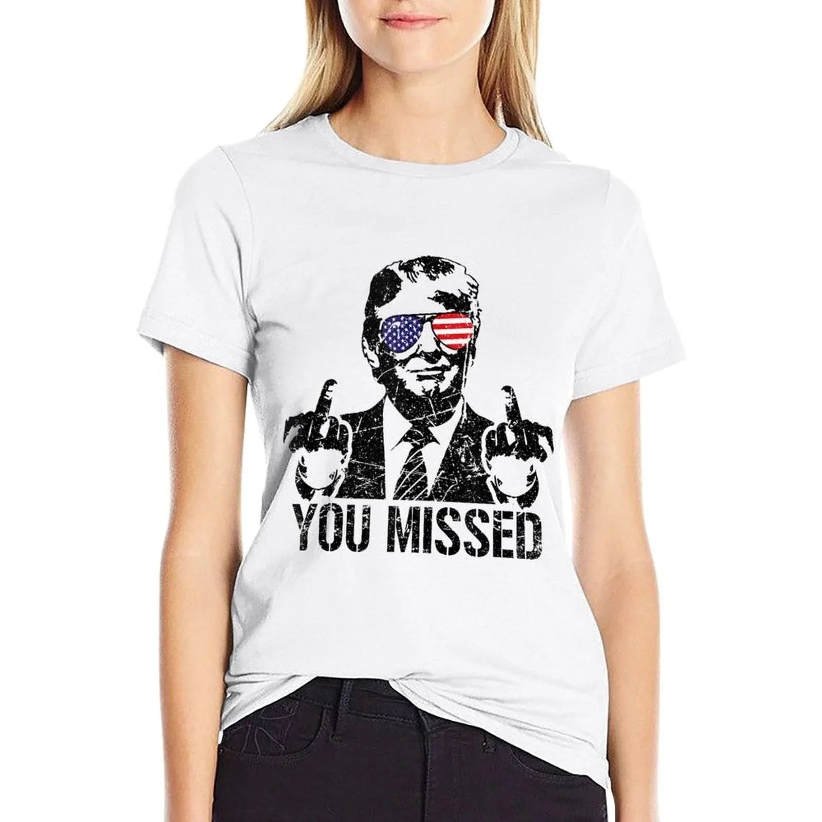 You Missed Trump 2024 Missed Me Tee  Oversized Silhouette T-Shirt