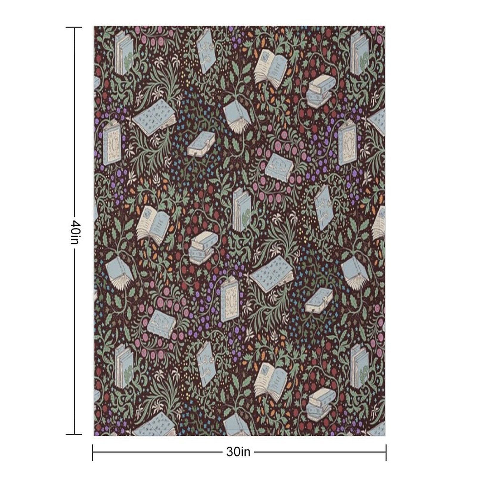 Books in Flower Plush Throw Blanket