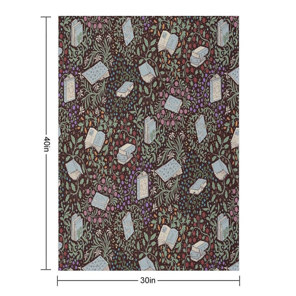 Books in Flower Plush Throw Blanket