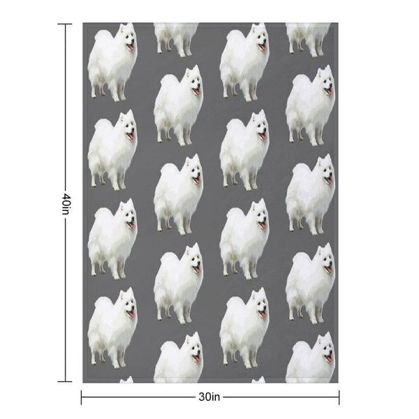 Japanese Spitz Puppy Dog Plush Throw Blanket
