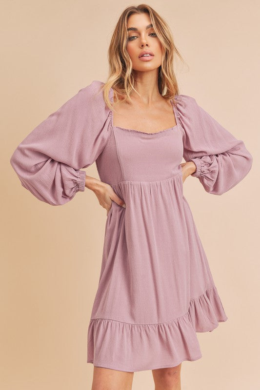 New Summer Ruffled Hem Square Neck Balloon Sleeve Mini Dress For Women - Trendy, Feminine & Chic with Playful Details