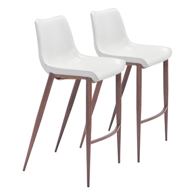 Magnus Barstool (Set of 2) White & Walnut