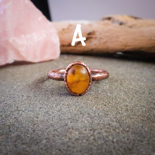 Copper Amber Ring - Warmth & Grounding for Confidence | By Blackbird & Sage