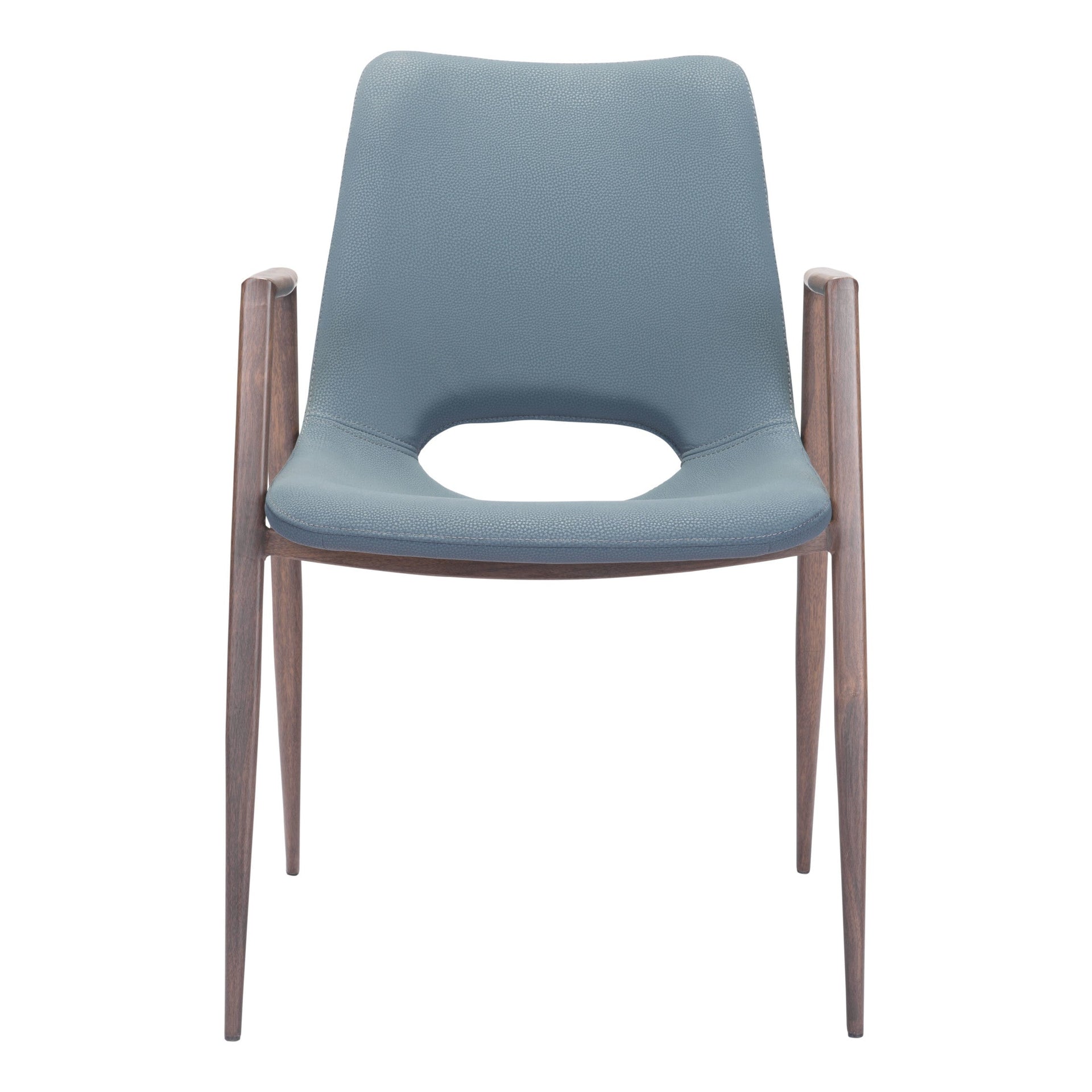 Desi Dining Chair (Set of 2) Azure Gray & Walnut