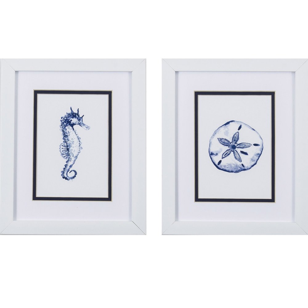 Set Of Two Blue And White Beach Icons Wall Art