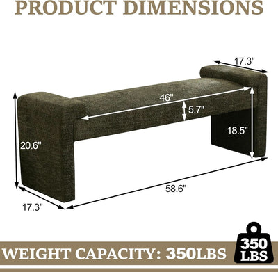 Green Upholstered End Of Bed Bench Curved Wood Frame