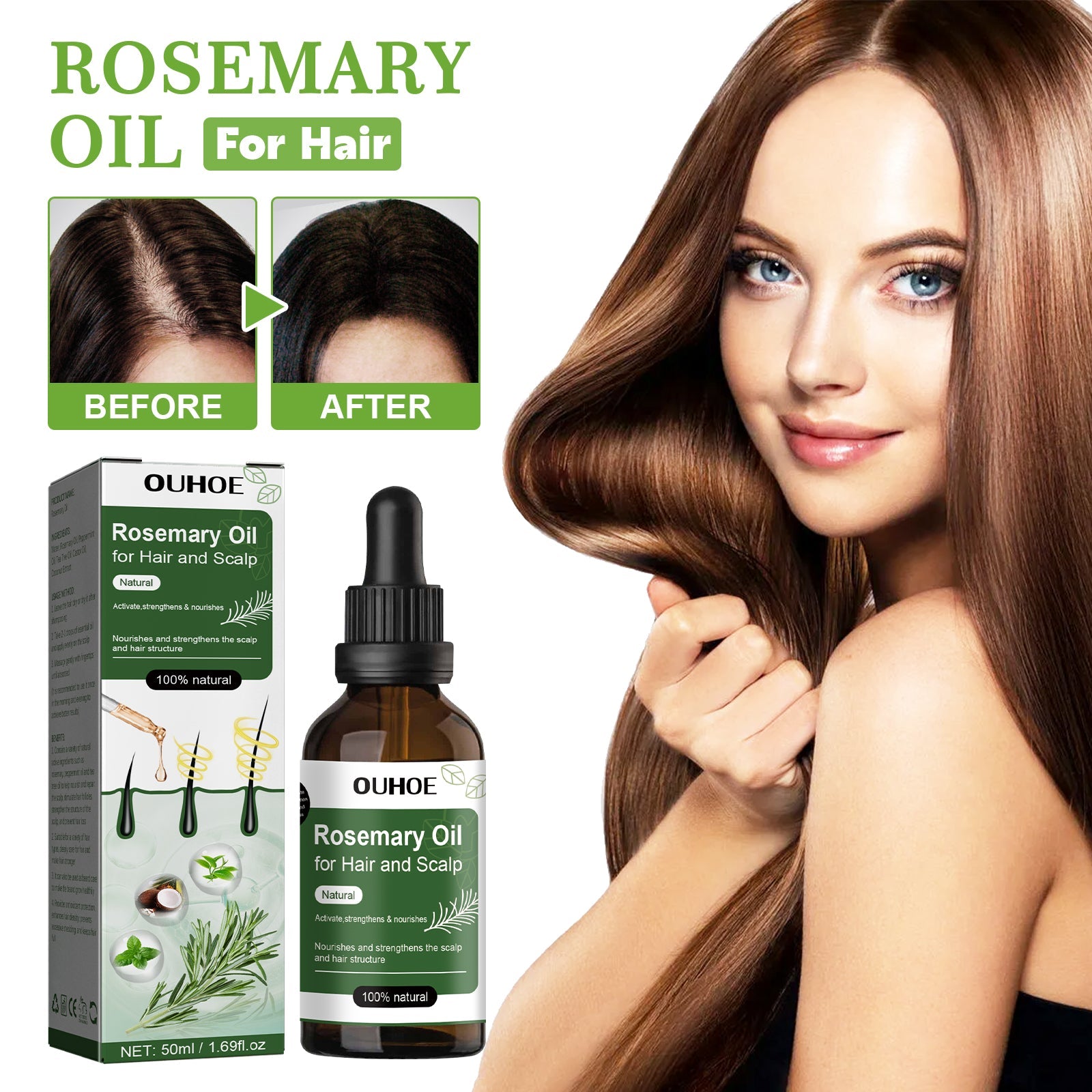 Hair Care Rosemary Oil, Anti-Loss Hair Nourish And Strengthen Hair Care Essential Oil