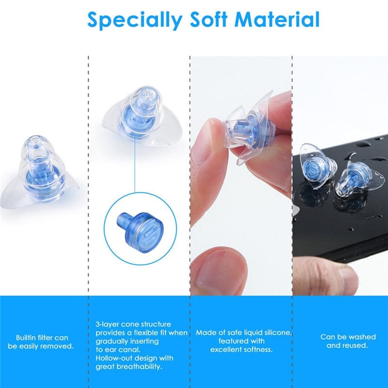 Noise Reduction And Sound Isolation Earplugs Concert High Fidelity Filter Earplugs Wholesale Blue Filter Earplugs Double Tail