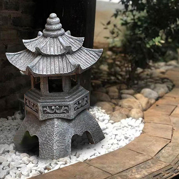 Solar-Powered Zen Garden Decor: Pagoda Lanterns & Statues - Gifts for You 'n Me