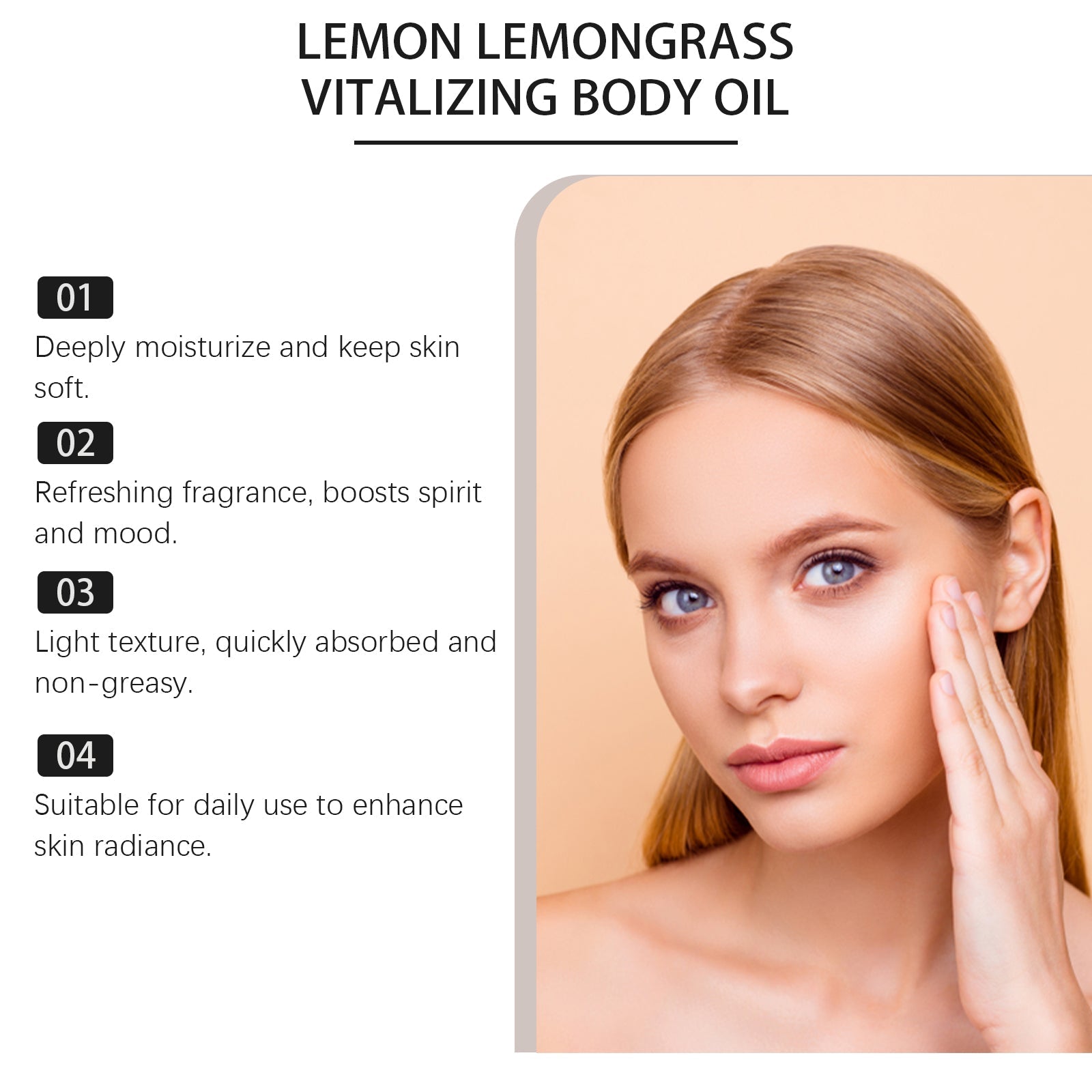 Lemongrass Moisturizing Oil, Daily Massage Body Skin Soothing Nourishing Moisturizing Body Care Oil