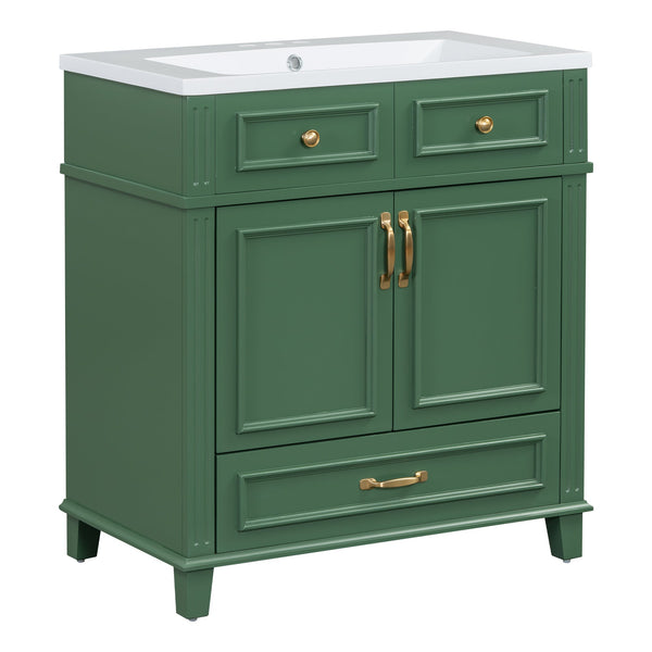 30 inch uncovered bathroom vanity with soft closed door, limited to solid wood frame bathroom storage cabinet green