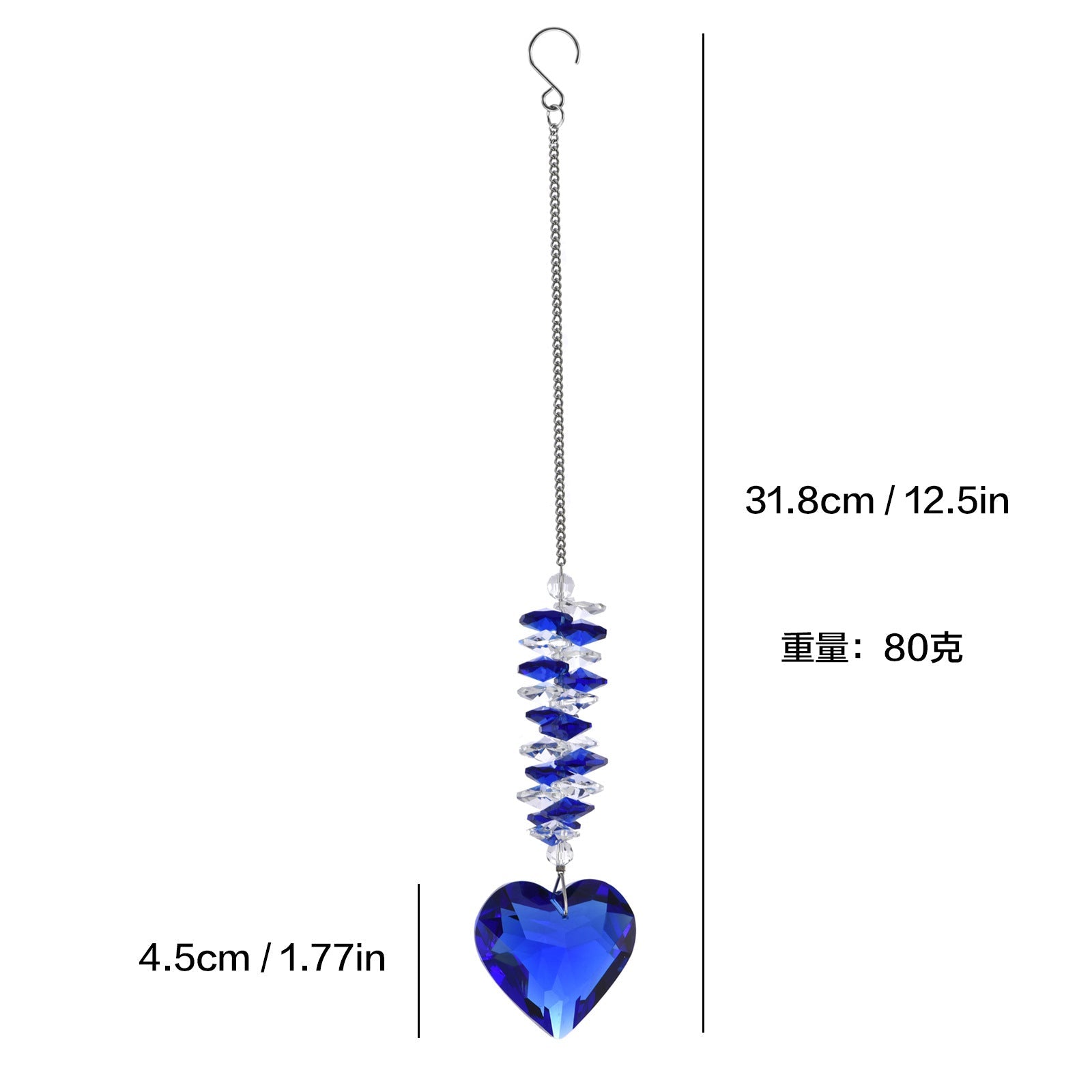 Crystal sun catcher pendant wholesale peach heart love prism living room garden decoration hanging sunshine