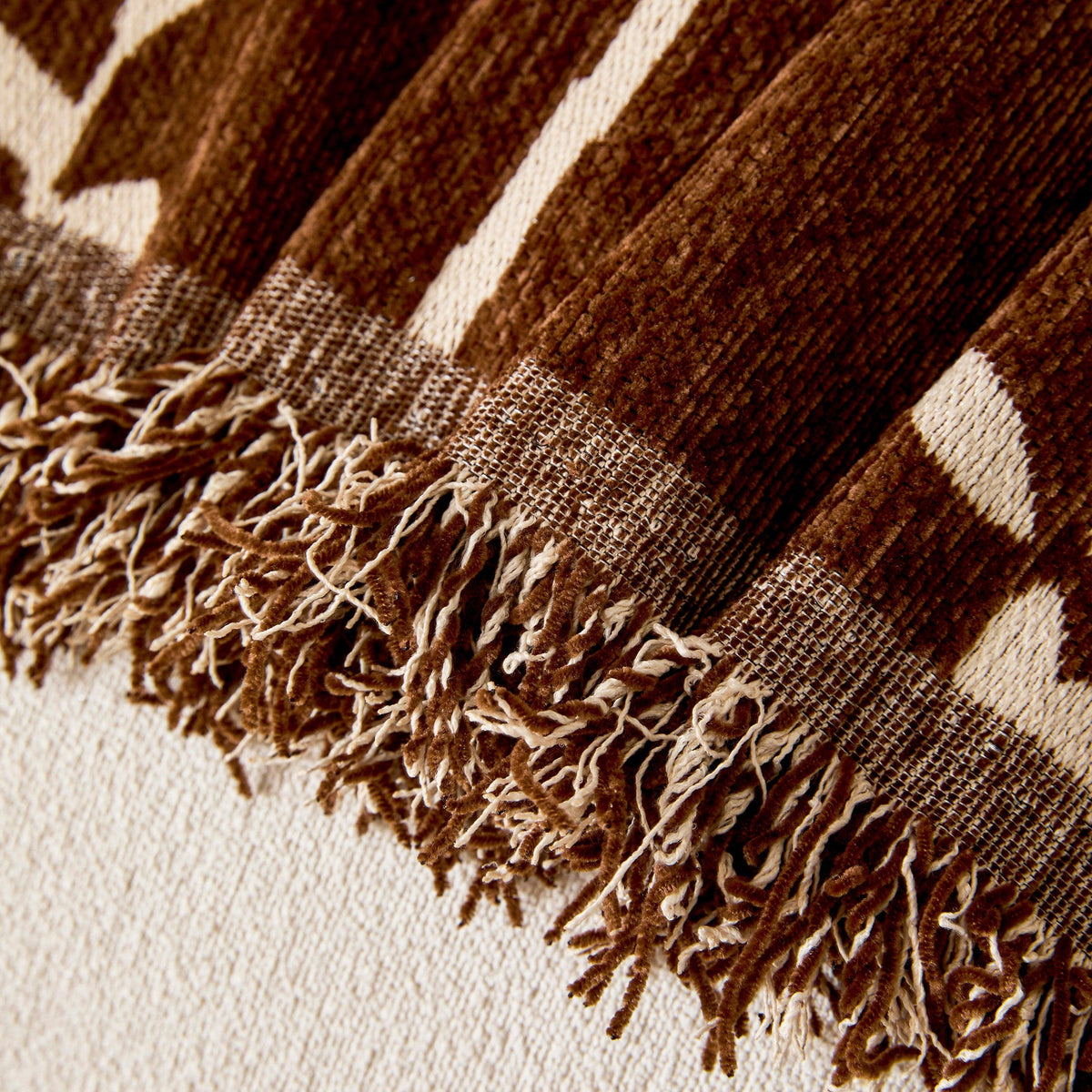 Chenille Jacquard Sofa Throw Cover with Tassel Soft Thick Couch Protector Blanket