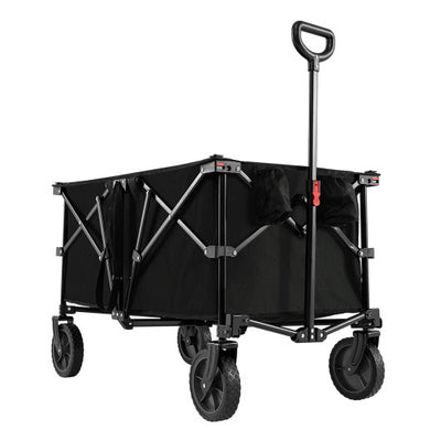 38 Inch 400 LBS Heavy-Duty Collapsible Wagon Cart with Adjustable Handle for Camping Garden-Black
