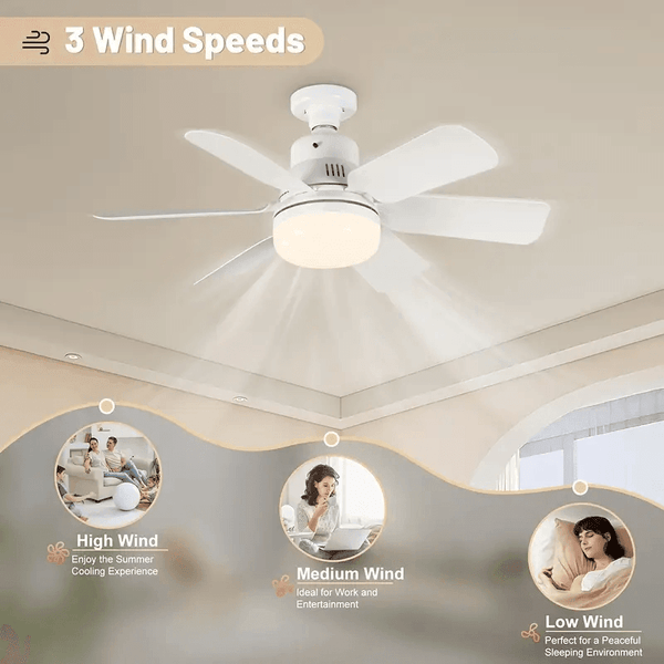 LED 30W Ceiling Fan Light with Remote Control – Dimmable E27 for Living Room, Study & Home Use (85-265V)