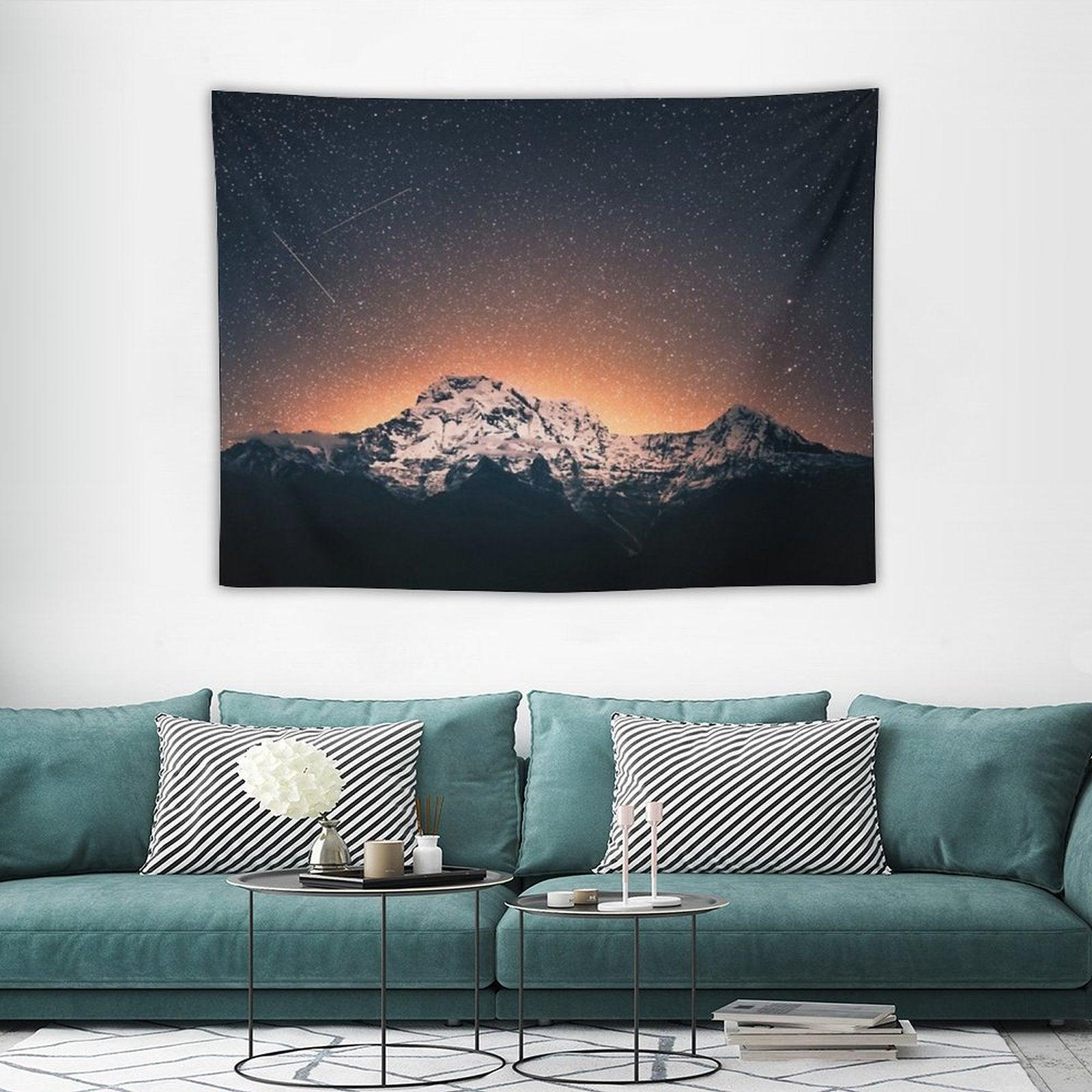 Star Mountain Milky Way Night Tapestry