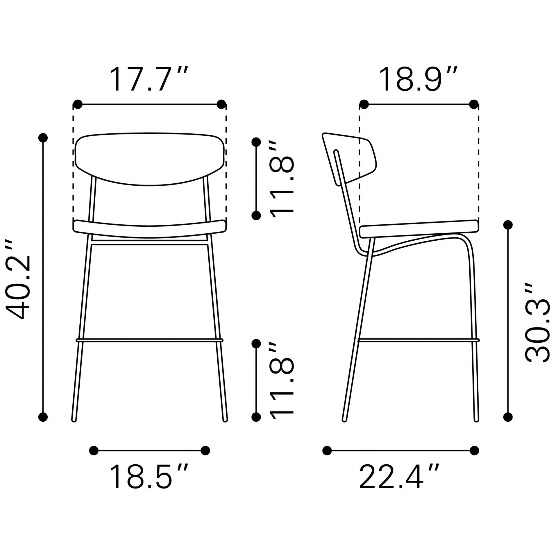 Charon Barstool (Set of 2) Vintage Brown