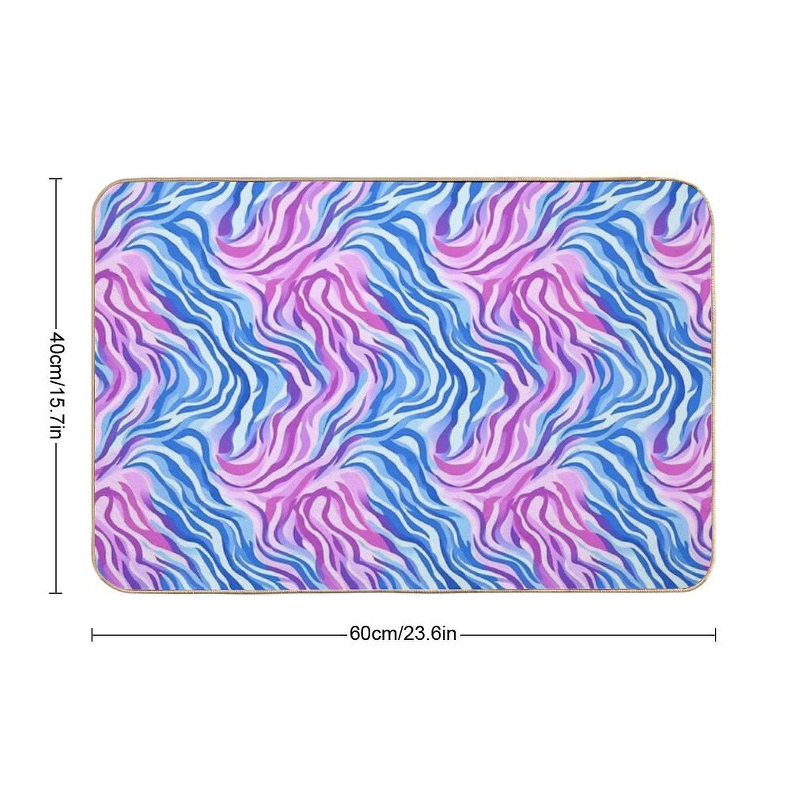 Abstract Wavy Lines Pattern Texture  Long-Lasting Bath Mat