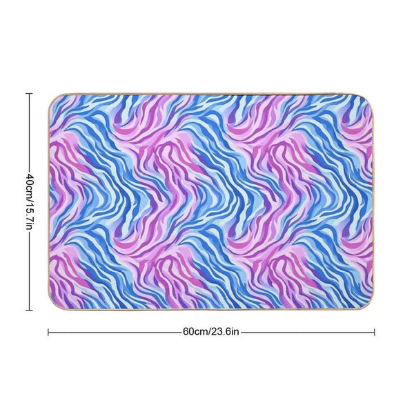 Abstract Wavy Lines Pattern Texture  Long-Lasting Bath Mat