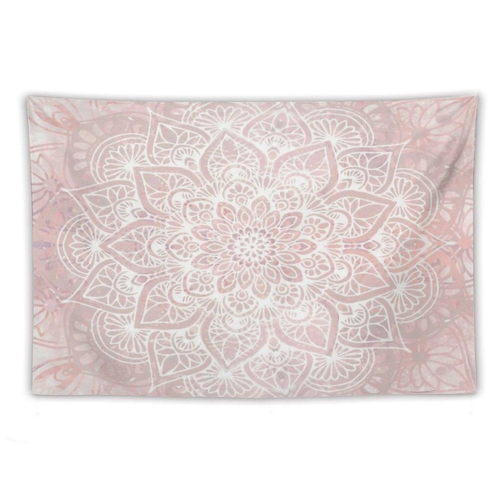 Mandala Yoga Love, Pastel Pink Tapestry