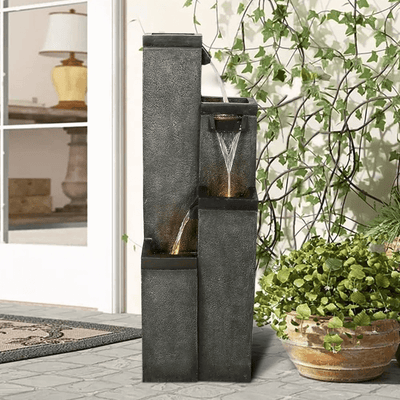 Resin Modern Outdoor Fountains 4 Pillar 39 Inch