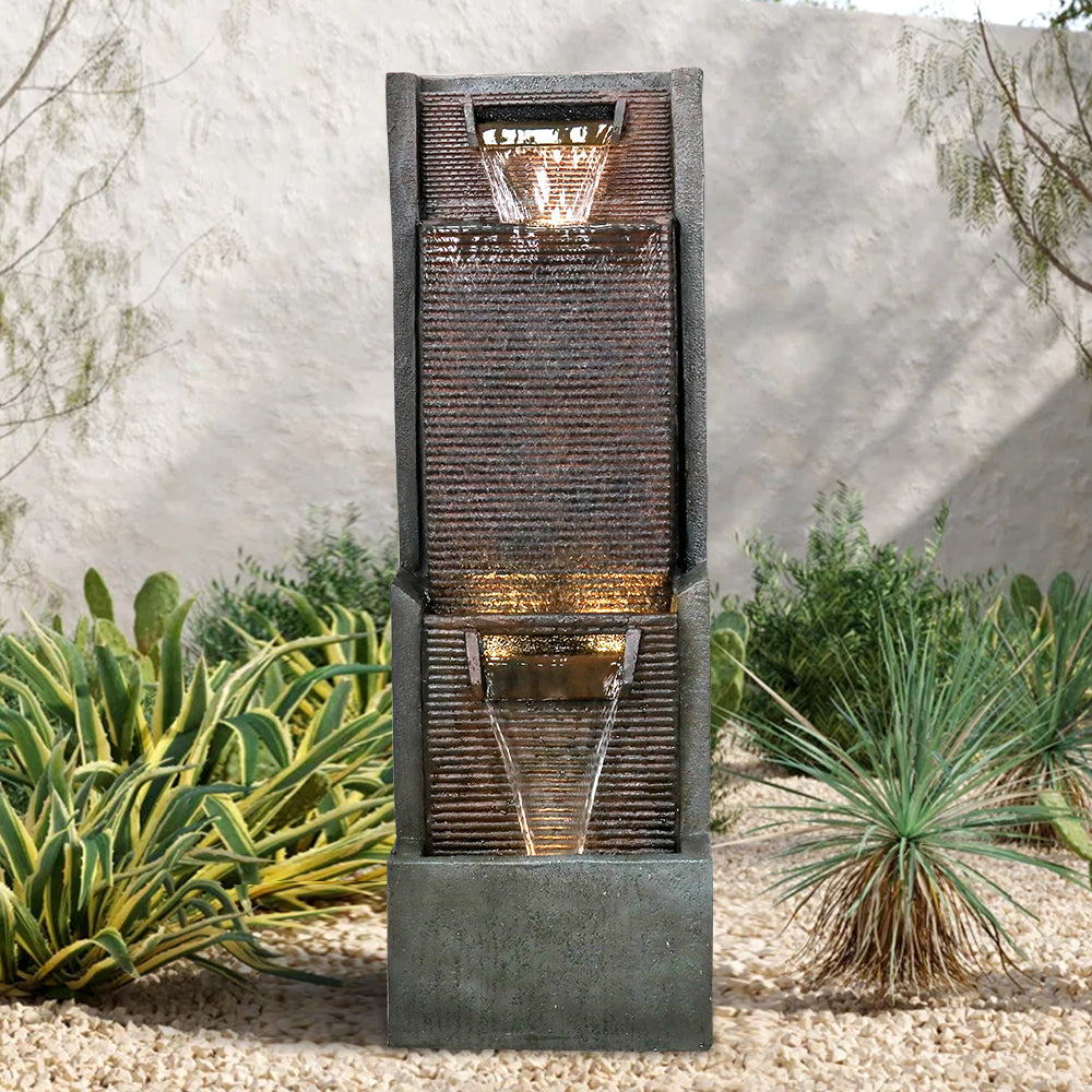 Resin Slim Outdoor Wall Fountain 39 Inch 11 Inch Deep