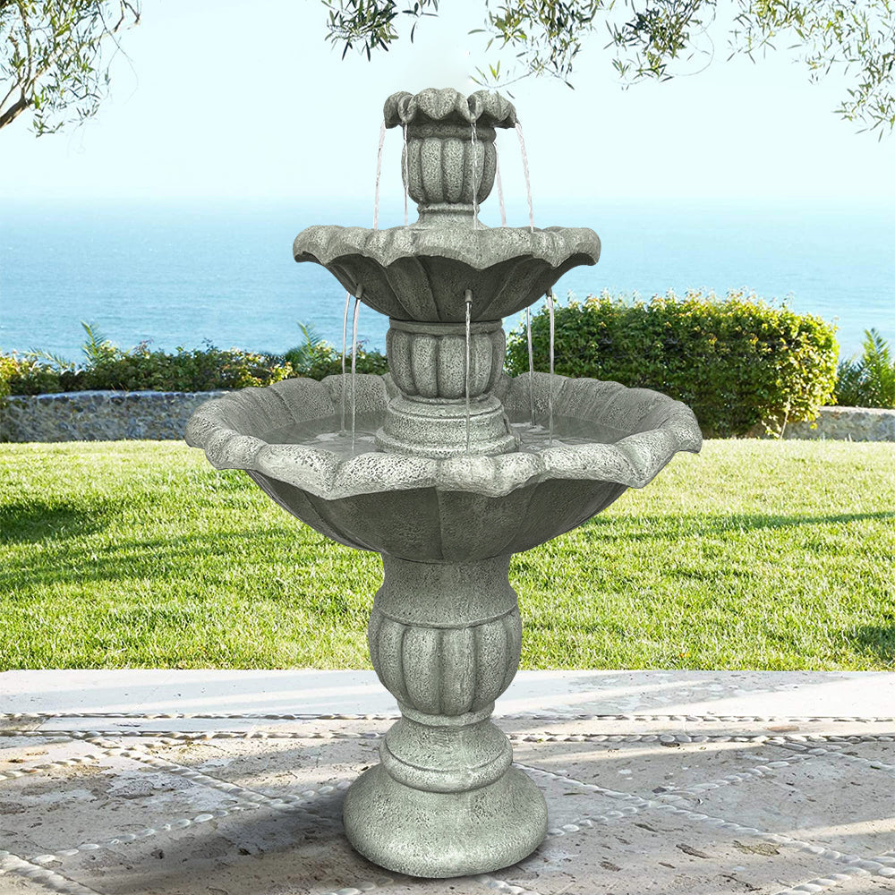Concrete Lotus Fountain Tiered Outdoor