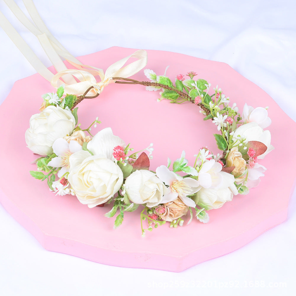 Korean style flower garland headwear, orchid flower crown, fashion show, dance party, headwear, vacation, countryside props, hea