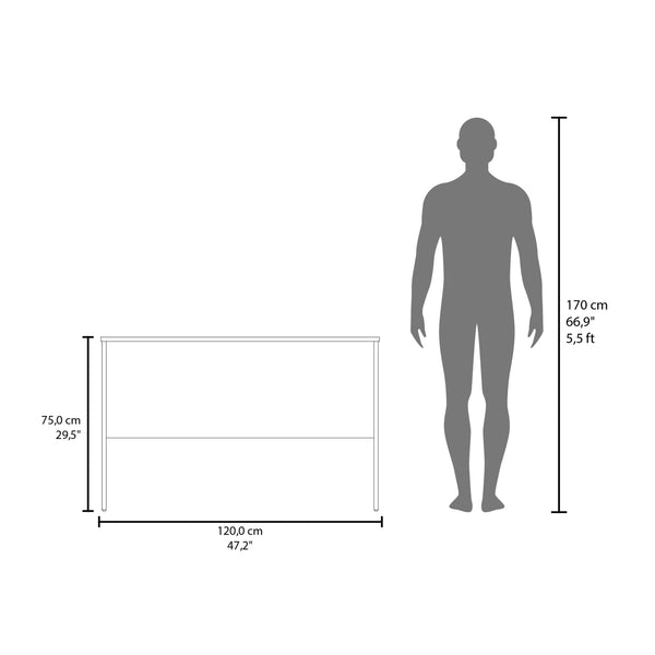 Malibu 47' Wide Study Gray Walnut Modern Desk