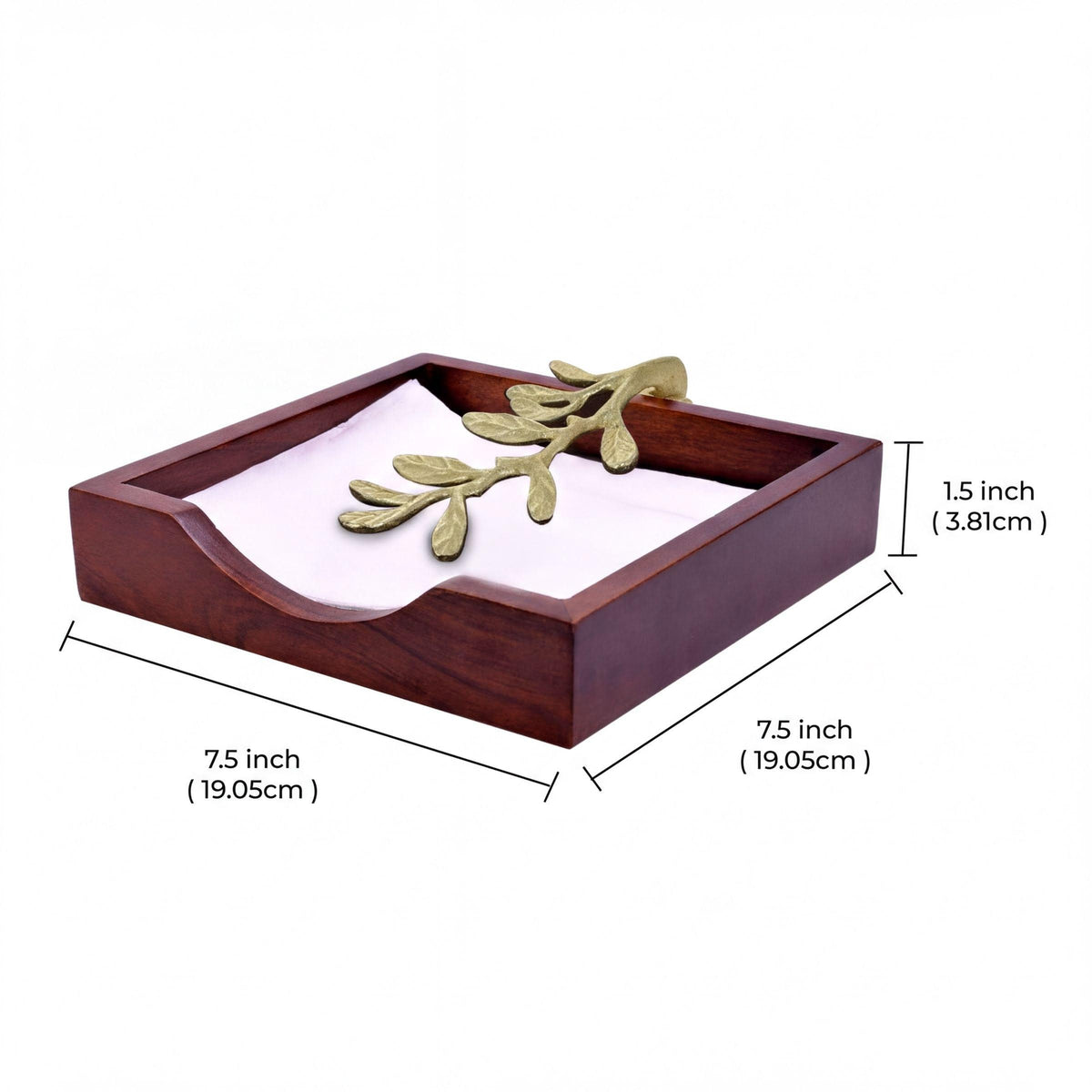 Wooden Napkin Holder – Gold, Weighted Metal Arm