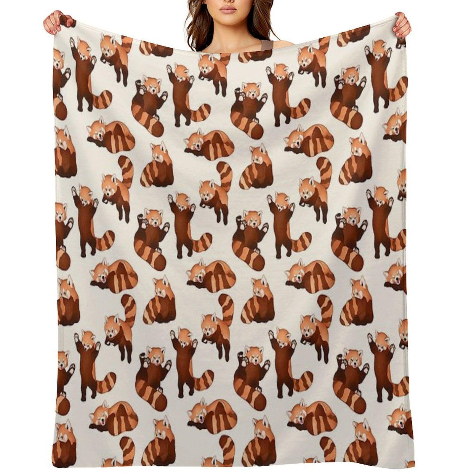 Red Panda Pattern Throw Blanket
