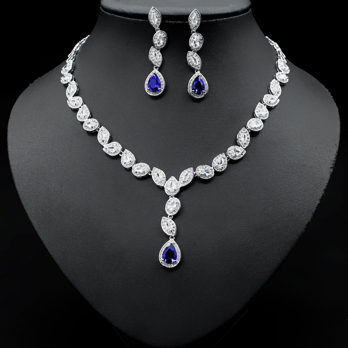 Colorful Zircon Necklace Earrings Set: wedding jewelry set