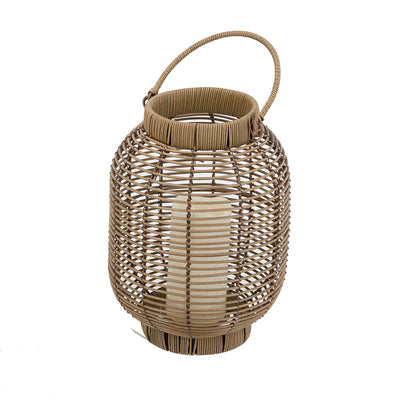 8.7x8.7x11.8' Poly Rattan Lantern Outdoor Decorative Battery-Operated LED Candle