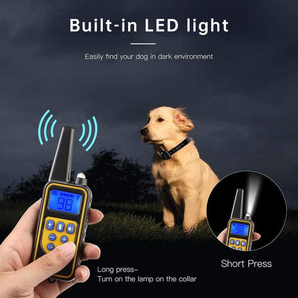 Dog training supplies - bark control device. The collar features electric shock and vibration for training.