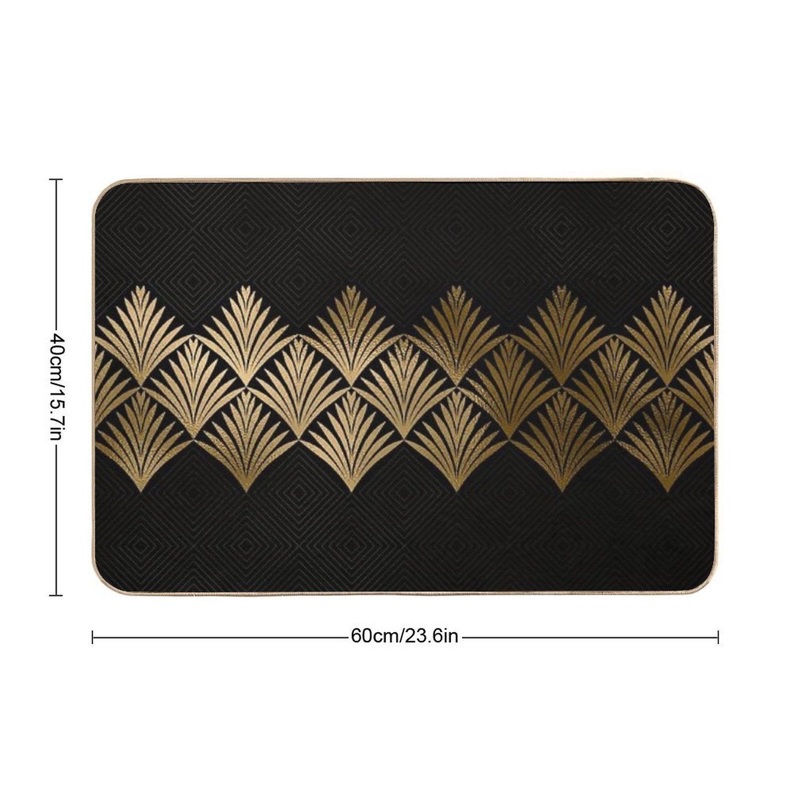 Reims, France Luxueux Black And Gold Hues Art Deco Durable Bath Mat