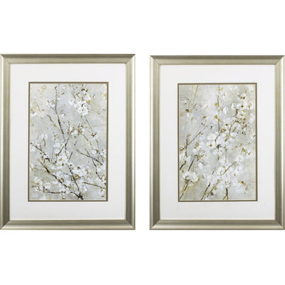 Set of Two Small White Flowers Wall Art