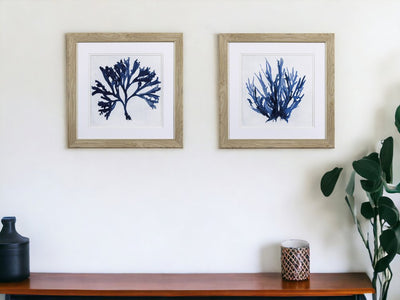 Set of Two Navy Underwater Coral Watercolor Wall Art