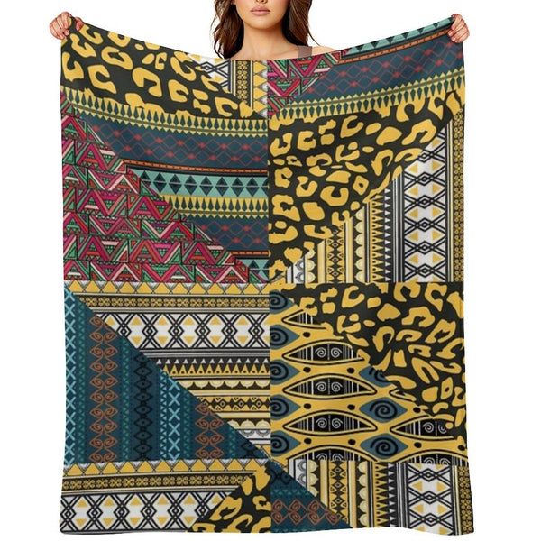 Black Ethnic Pattern Lightweight Throw Blanket