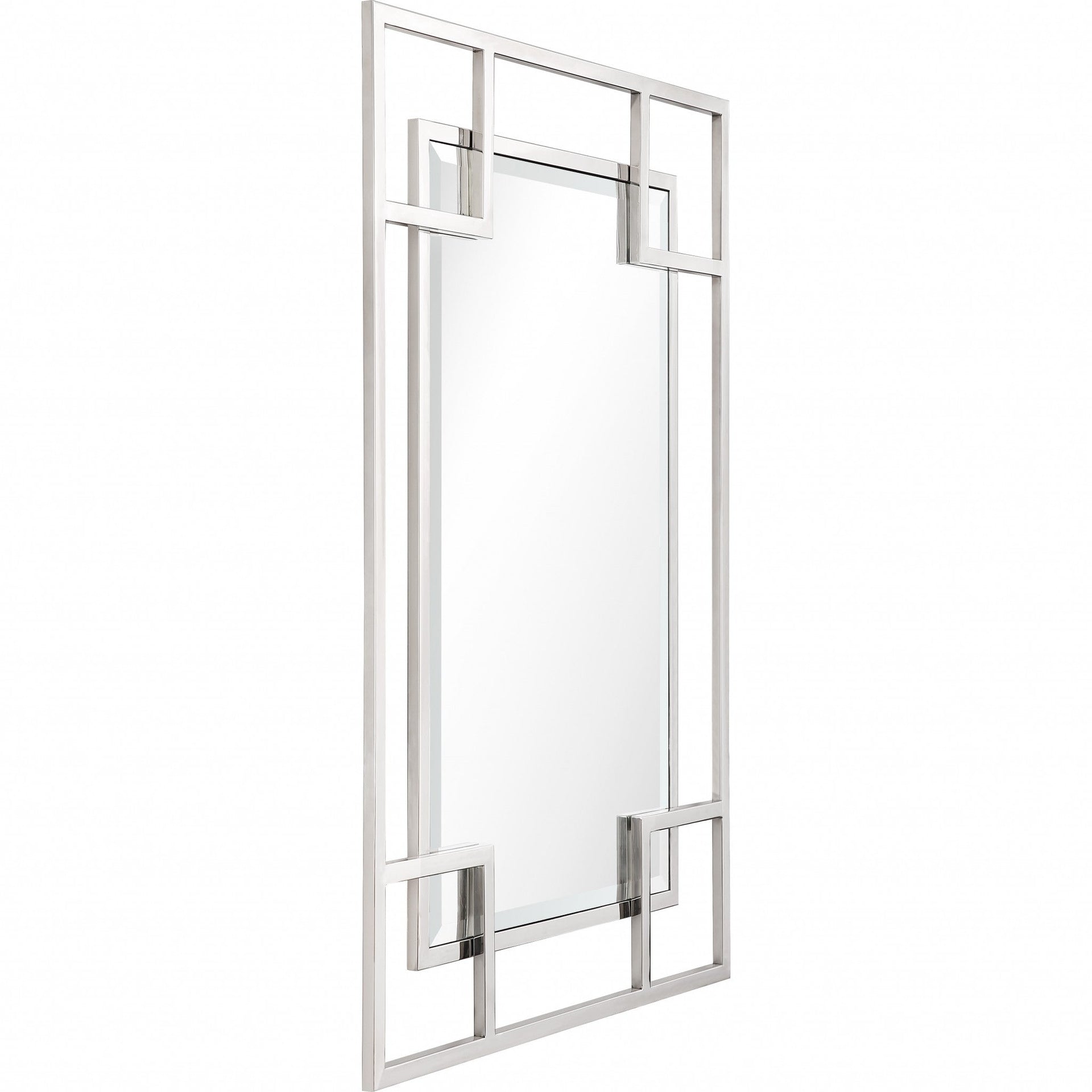 Silver Squared Corner Rectangle Accent Metal Wall Mirror | 29
