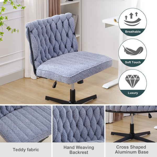 Armless Office Desk Chair No Wheels BLUE