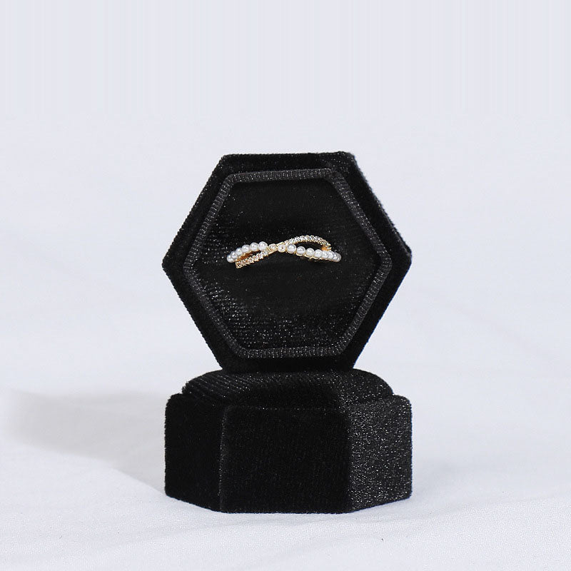 Hexagonal jewelry box, high-end Korean velvet ring earring box, jewelry box, jewelry packaging box