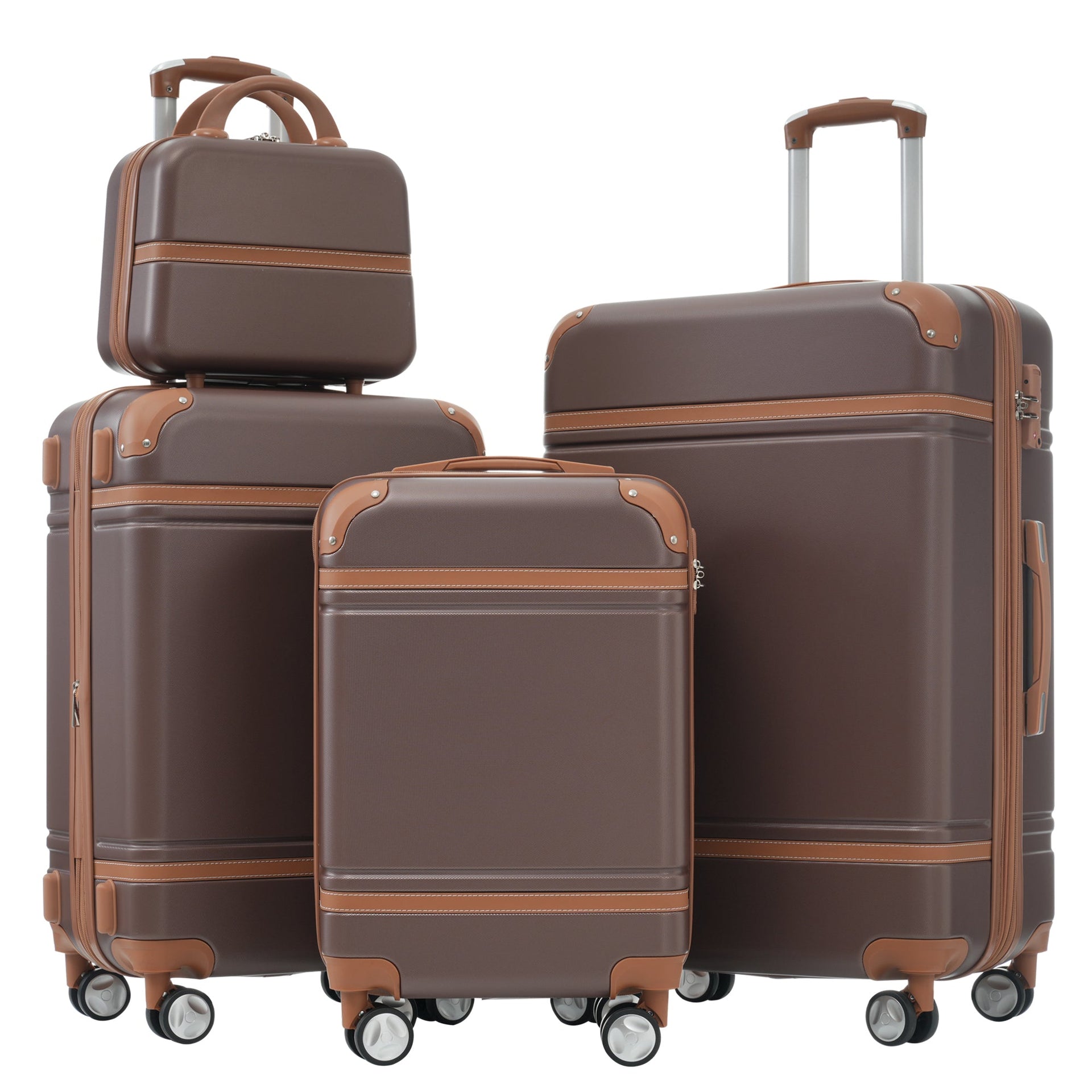 Hardshell Luggage Sets 4 Pieces 20'+24'+28' Luggages and Cosmetic Case Spinner Suitcase with TSA Lock Lightweight
