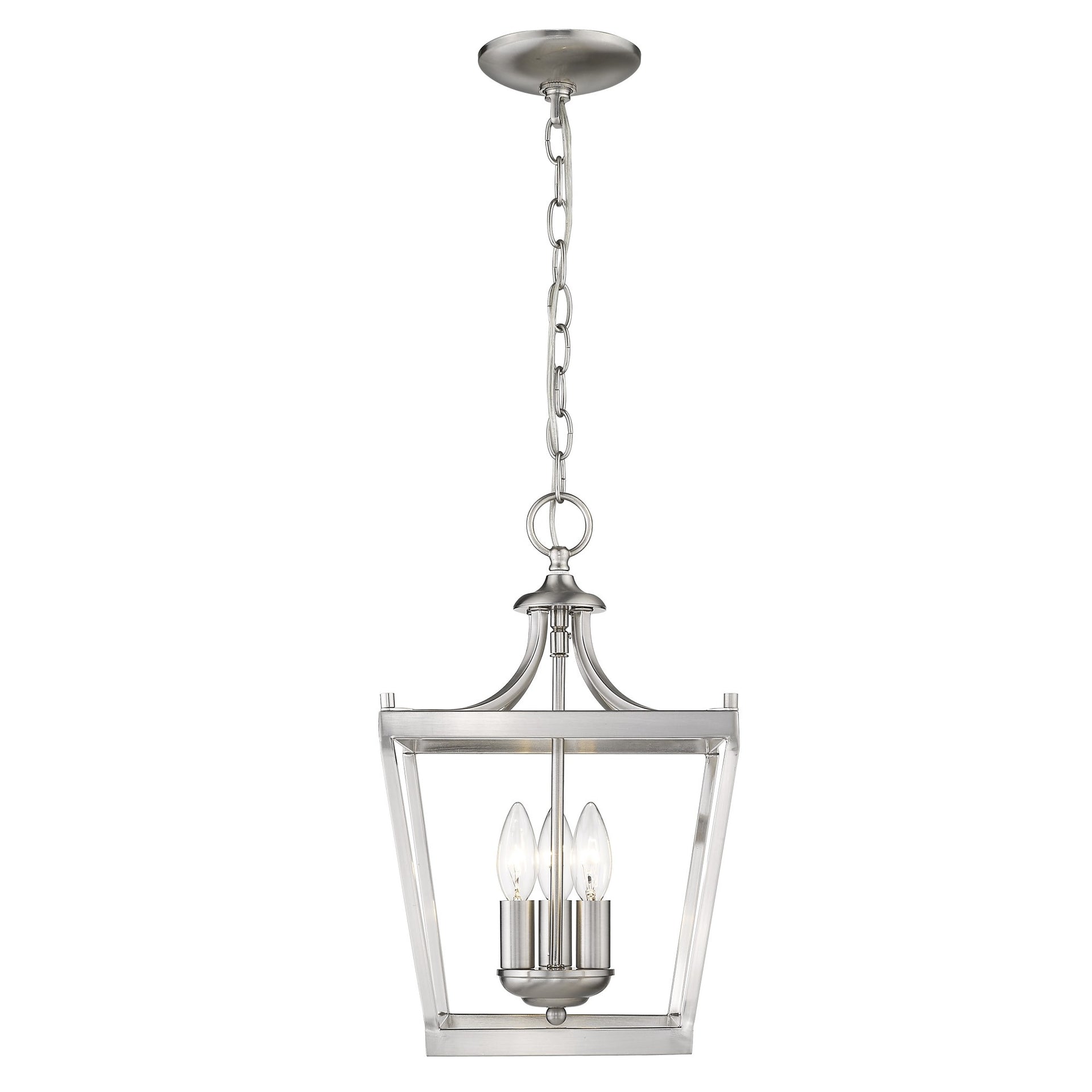 Vintage Silver Metal Tapered Hanging Light